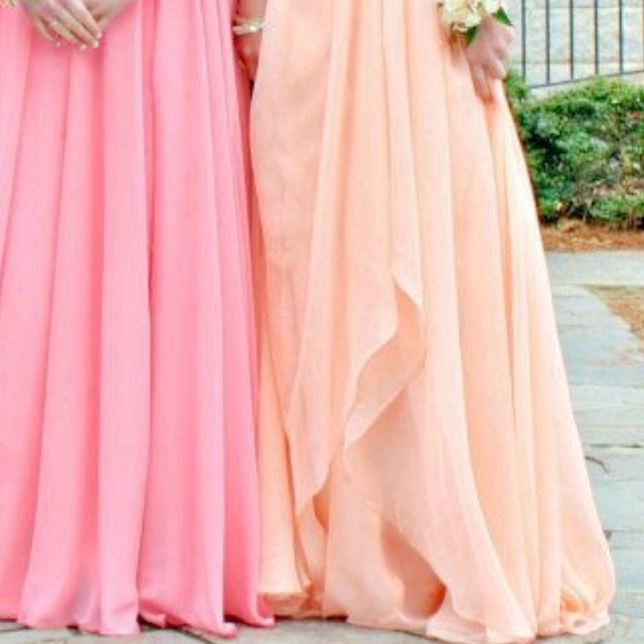 La Femme Apricot Sequins Prom Dress - Picture 3 of 4